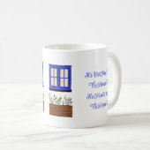 Mug Maison avec porte bleue avec devis personnalisé (Devant droit)