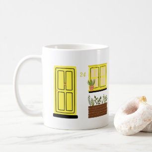 Mug Maison avec porte jaune avec devis personnalisé