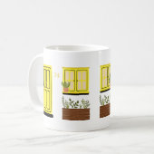 Mug Maison avec porte jaune avec devis personnalisé (Devant gauche)