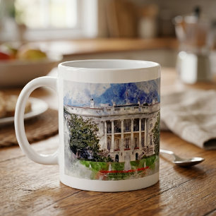 Mug Maison Blanche à Washington DC en aquarelle