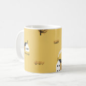 Mug Maison colorée, arbres, chevaux paysage (Devant gauche)