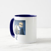 Mug Maison dans la nuit de neige avec chat et Père Noë (Devant gauche)