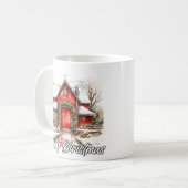 Mug Maison de campagne festive Joyeuses Fêtes (Devant gauche)