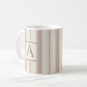Mug Maison de campagne rustique initiale rayée beige e (Devant gauche)