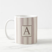 Mug Maison de campagne rustique initiale rayée beige e (Gauche)