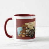 Mug Maison de chat tabby fantaisiste bordeaux cosy (Gauche)