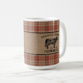Mug Maison de ferme Russe Vache Rouge Rouge Burlap Gra (Devant droit)