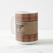 Mug Maison de ferme Russe Vache Rouge Rouge Burlap Gra (Devant gauche)