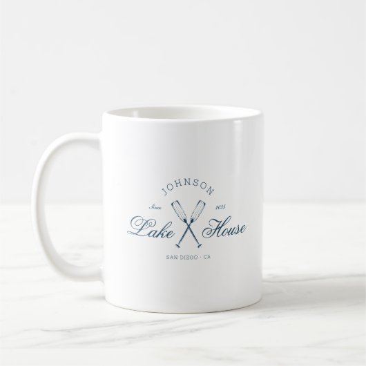 Mug Maison de lac rustique moderne Rames Bleu marine c (Gauche)
