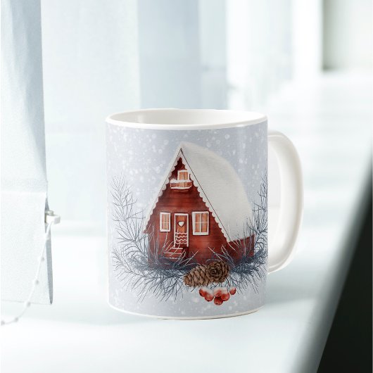 Mug Maison de Noël Pine des neiges Baies d'eau
