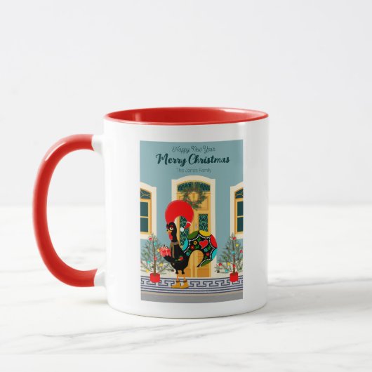 Mug Maison de Noël portugaise avec Rooster Salutations (Gauche)