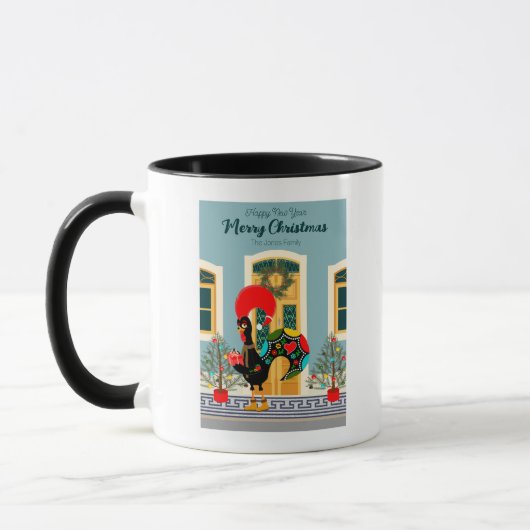 Mug Maison de Noël portugaise avec Rooster Salutations (Gauche)