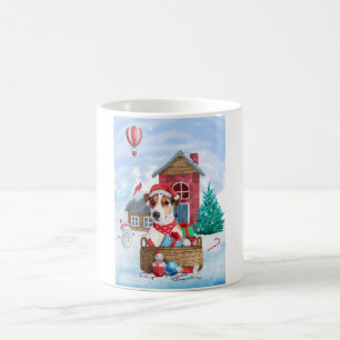 Mug Maison de Noël pour chien Jack Russell dans la nei