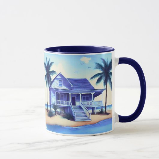 Mug Maison de plage avec palmiers (Droite)