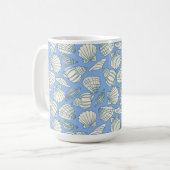 Mug Maison de plage coquillage bleu cottage (Devant gauche)