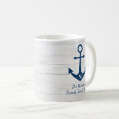 Mug Maison de plage de Monogram en bois blanc Famille (Devant droit)
