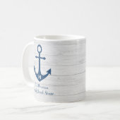 Mug Maison de plage de Monogram en bois blanc Famille (Devant gauche)