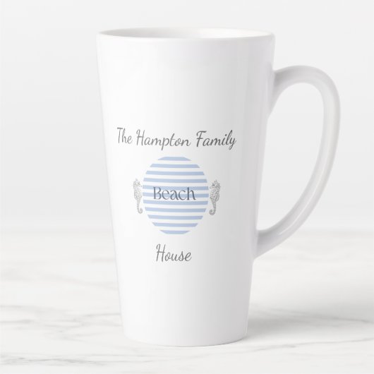 Mug Maison de Plage Personnalisé, Rayure Côtière B (Droite)