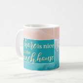 Mug Maison de plage Pun Élégant Script Nom de famille (Devant gauche)