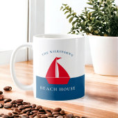 Mug Maison d'été minimaliste nautique personnalisée