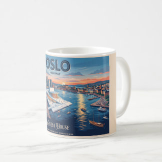 Mug Maison d'opéra d'Oslo Affiche de voyage vintage -