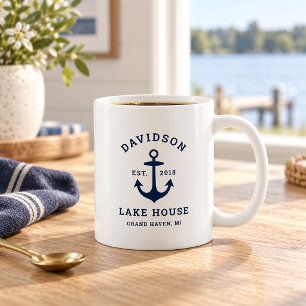 Mug Maison du lac à l'ancre de la marine nautique mono