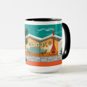 Mug Maison du milieu du siècle sur le toit en tôle pli (Devant droit)