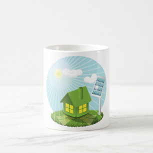 Mug Maison Écologique Alimentée par l'Énergie Solaire