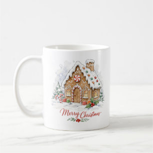 Mug Maison en pain d'épice aquarelle avec cannes de bo