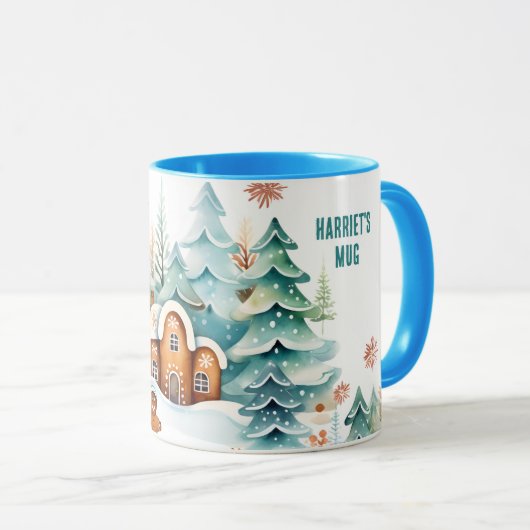 Mug Maison en pain d'épices Joyeux Noël. Texte modifia (Devant droit)