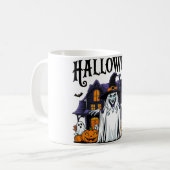 Mug Maison fantôme Halloween, citrouilles, sorcière, c (Devant gauche)