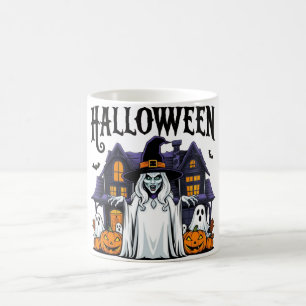 Mug Maison fantôme Halloween, citrouilles, sorcière, c