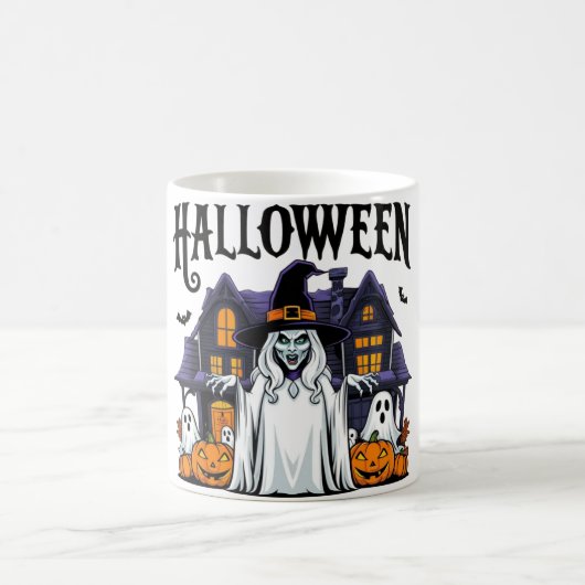 Mug Maison fantôme Halloween, citrouilles, sorcière, c (Centre)