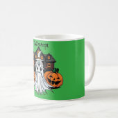 Mug Maison fantôme Halloween, citrouilles, sorcière, c (Devant droit)
