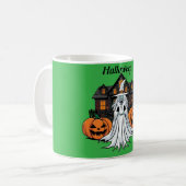Mug Maison fantôme Halloween, citrouilles, sorcière, c (Devant gauche)
