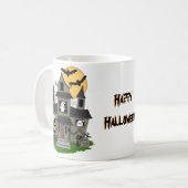 Mug Maison hantée de la mignonne Halloween et petit mu (Devant gauche)