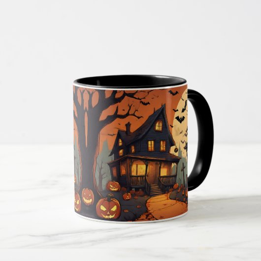 Mug Maison hantée d'Halloween (Devant droit)