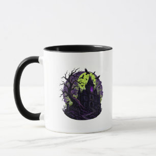 Mug Maison hantée effrayante et Ravens Art Halloween