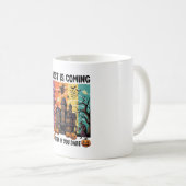 Mug Maison Hantée Halloween Fantôme Arrive Pompe à Sor (Devant droit)