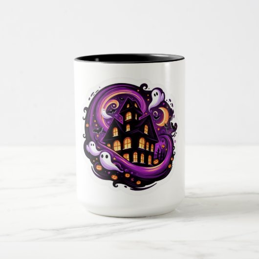 Mug Maison hantée Halloween Fantômes Éffrayants et Cit (Centre)