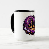Mug Maison hantée Halloween Fantômes Éffrayants et Cit (Devant gauche)