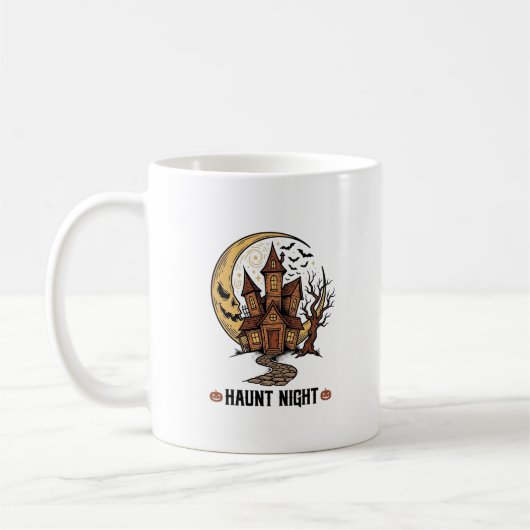 Mug Maison Hantée Halloween Gravure Vintage Blanche Sh (Gauche)