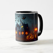 Mug Maison hantée, Jack-O-Lanterns et chauves-souris (Devant droit)