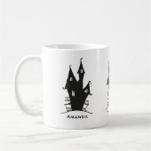 Mug Maison hantée noire sur Arrière - plan pourpre (Gauche)