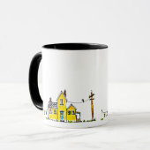 Mug Maison Jaune Avec Blanchisserie (Devant gauche)