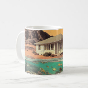 Mug Maison surréaliste du désert avec récif sous-marin