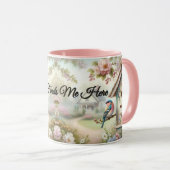 Mug Maisonnette printanière avec fleurs pastel et oise (Devant droit)