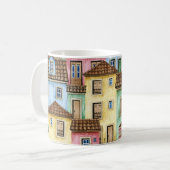 Mug Maisons de Lisbonne : Aquarelle Motif funiculaire. (Devant gauche)
