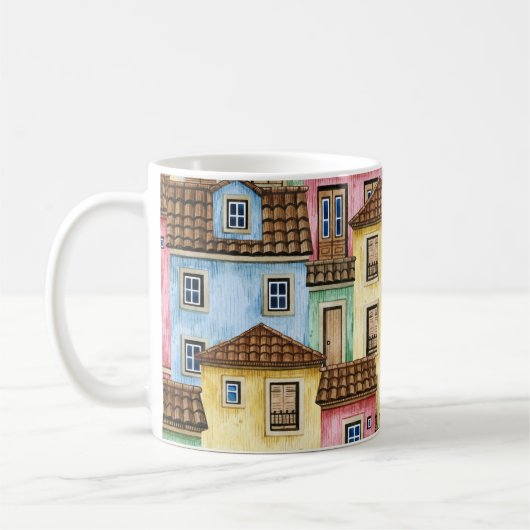 Mug Maisons de Lisbonne : Aquarelle Motif funiculaire. (Gauche)