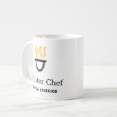 Mug Maître chef ajouter nom poêle noir feu fumée (Devant gauche)